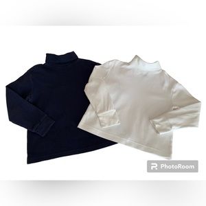 Cherokee Turtleneck Lot 2 Pieces Navy Blue White Long Sleeves Solid Boys XS 4/5
